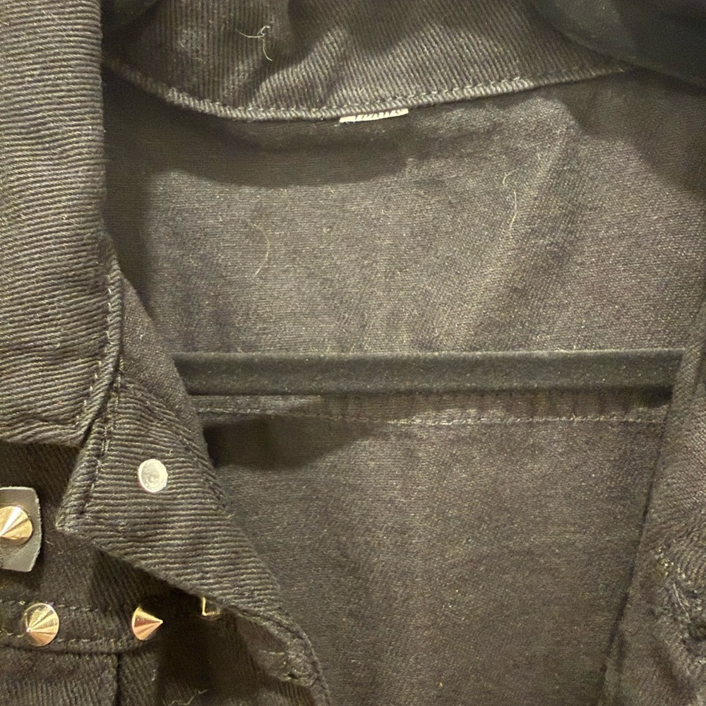 Black Studded Denim Vest - Picture 2 of 8